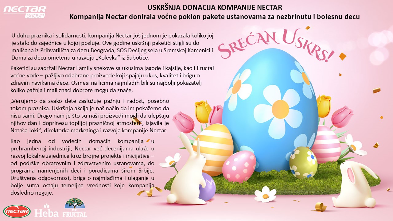 USKRŠNJA DONACIJA KOMPANIJE NECTAR – Nectar Group – OGLASI BAČKA PALANKA