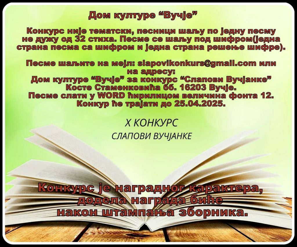 Nagradni konkurs „Slapovi Vučjanke“ – Medija centar 016 – OGLASI BOJNIK