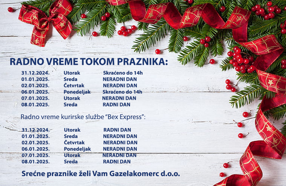 RADNO VREME TOKOM PRAZNIKA! – Gazelakomerc d.o.o. – OGLASI POŽAREVAC